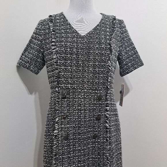 Nanette Lepore Boucle Double Breasted Sheath Mini Dress Black White Size 8 NWT - Picture 13 of 14